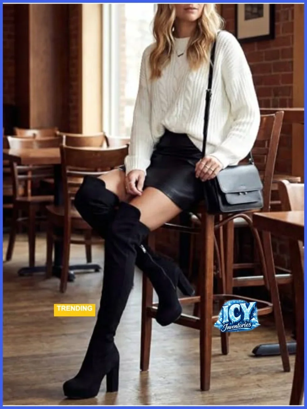 Over the Knee Boots Platform Chunky Heel Side Zipper Faux Suede